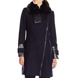 Via Spiga wool and leather accent coat